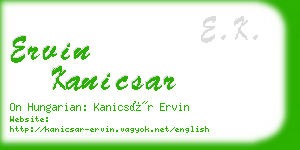 ervin kanicsar business card